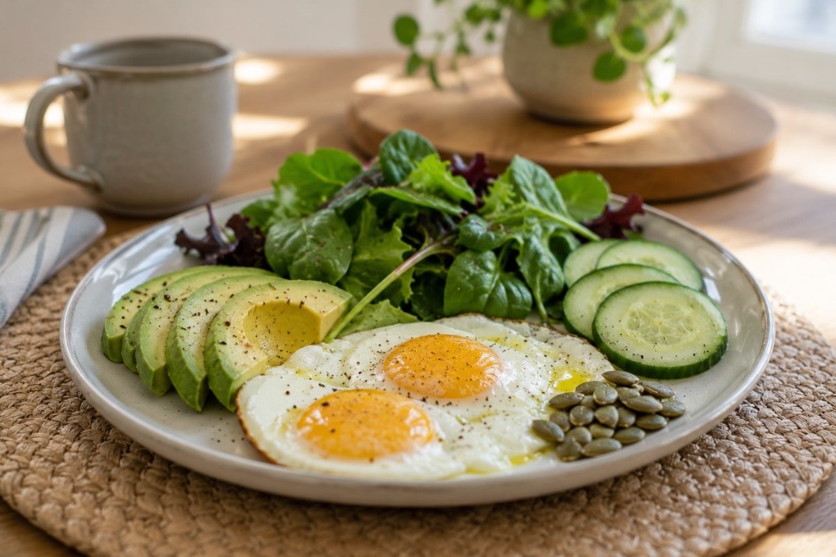 10-Minute Low-Carb Breakfast Plate, finished and ready to serve