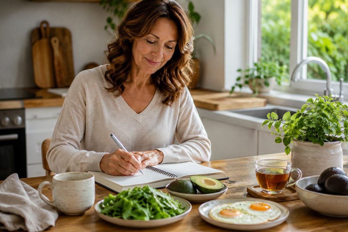 woman planning healthy daily meal routine for blood pressure support