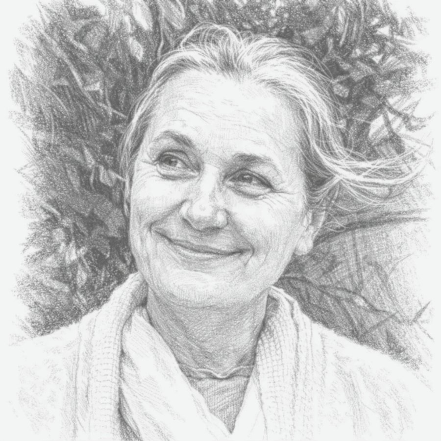 Sketch-style portrait of a woman with foliage background representing low-carb blood pressure support lifestyle