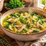 Keto chicken soup with electrolyte-rich broth to support blood pressure balance on low carb
